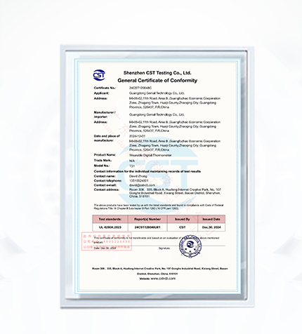 UL4200A电池安全(美国)-T31无线电子体温计